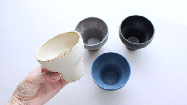 Stackable Modern Kyo-yaki and Kiyomizu-yaki Cup Set