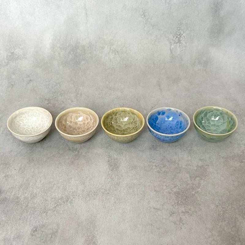 [SAKE CUP] FLOWER CRYSTAL GUINOMI (5-PIECE SET) | TOUAN | KYOTO-KIYOMIZU WARES