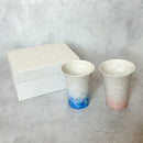 [MUG (CUP)] FLOWER CRYSTAL (WHITE BACKGROUND BLUE RED) FREE CUP (2-PIECE SET) | TOUAN | KYOTO-KIYOMIZU WARES