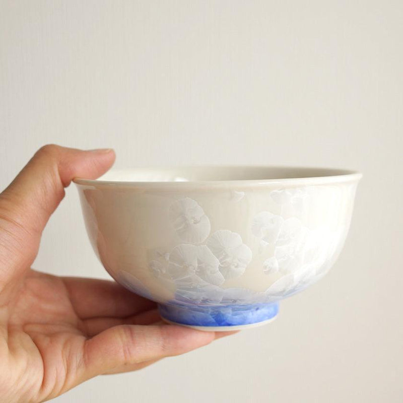 FLOWER CRYSTAL (WHITE BACKGROUND BLUE RED) 2-PIECE BOWL SET | KYOTO-KIYOMIZU WARES