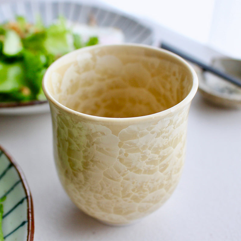 [JAPANESE TEA CUP] FLOWER CRYSTAL (SILVER FLOWER GOLD FLOWER) YUNOMI (2-PIECE SET) | TOUAN | KYOTO-KIYOMIZU WARES