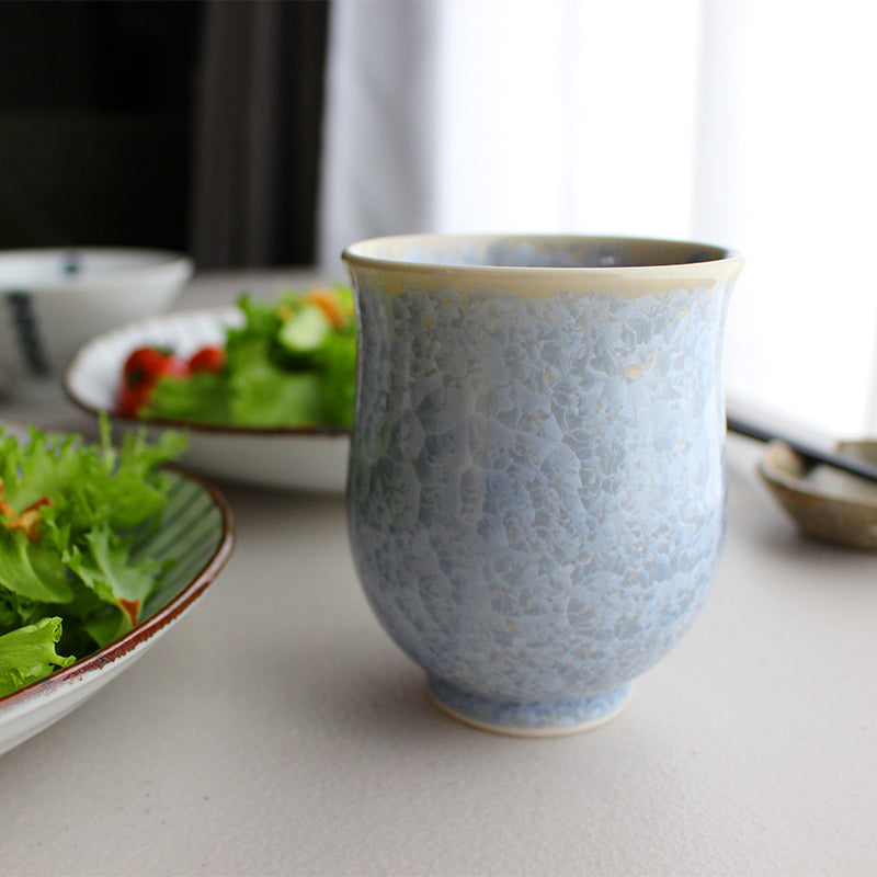 [JAPANESE TEA CUP] FLOWER CRYSTAL (SILVER FLOWER GOLD FLOWER) YUNOMI (2-PIECE SET) | TOUAN | KYOTO-KIYOMIZU WARES