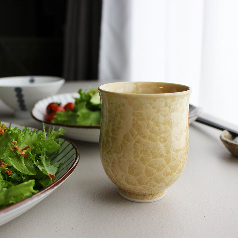 [JAPANESE TEA CUP] FLOWER CRYSTAL (SILVER FLOWER GOLD FLOWER) YUNOMI (2-PIECE SET) | TOUAN | KYOTO-KIYOMIZU WARES