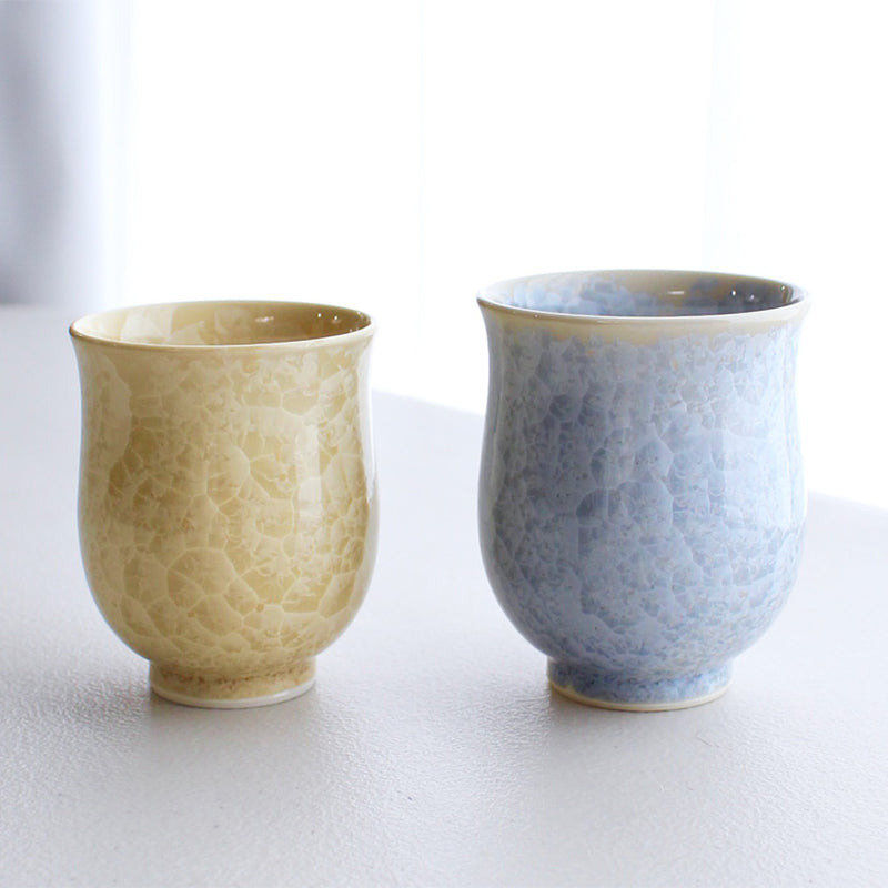 [JAPANESE TEA CUP] FLOWER CRYSTAL (SILVER FLOWER GOLD FLOWER) YUNOMI (2-PIECE SET) | TOUAN | KYOTO-KIYOMIZU WARES