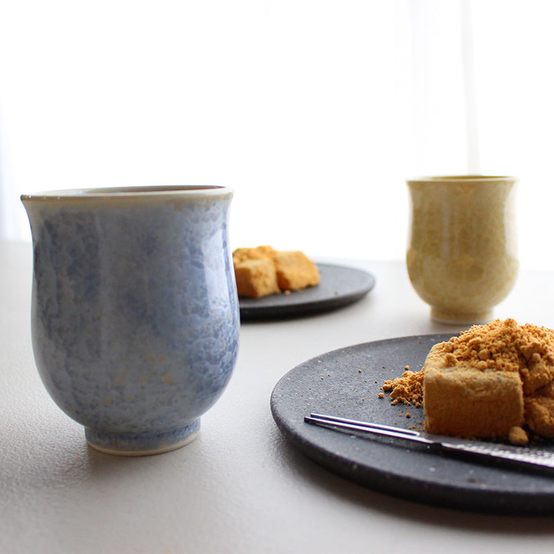 [JAPANESE TEA CUP] FLOWER CRYSTAL (SILVER FLOWER GOLD FLOWER) YUNOMI (2-PIECE SET) | TOUAN | KYOTO-KIYOMIZU WARES