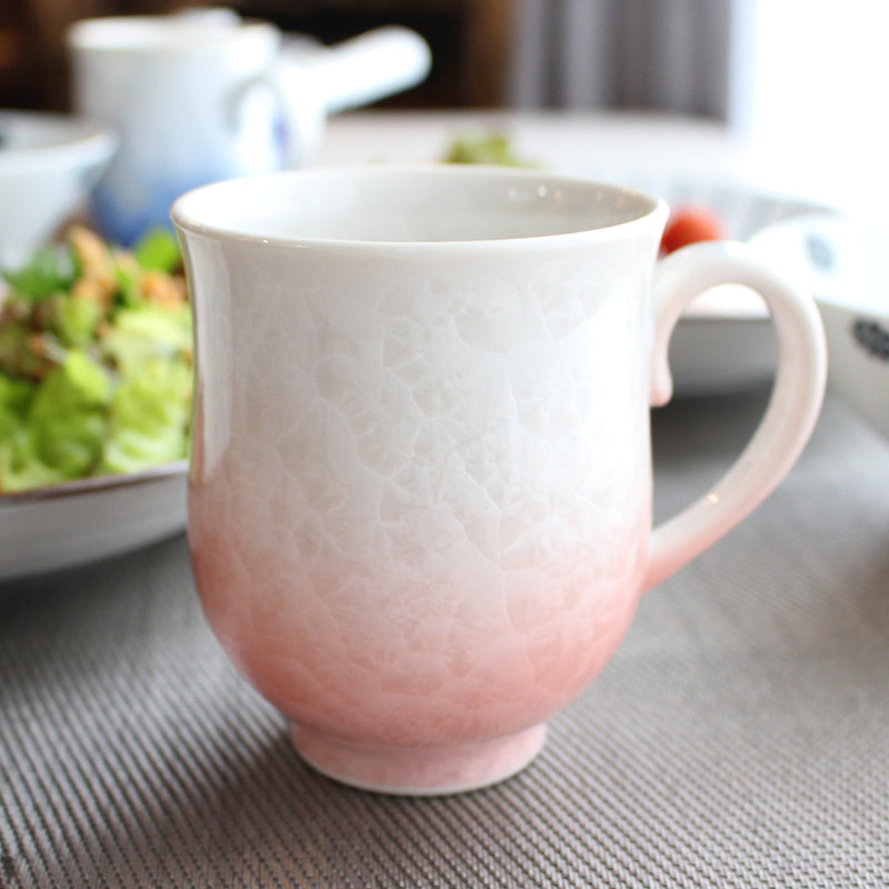 [MUG (CUP)] FLOWER CRYSTAL (WHITE BACKGROUND BLUE RED) MUG (2-PIECE SET) | TOUAN | KYOTO-KIYOMIZU WARES