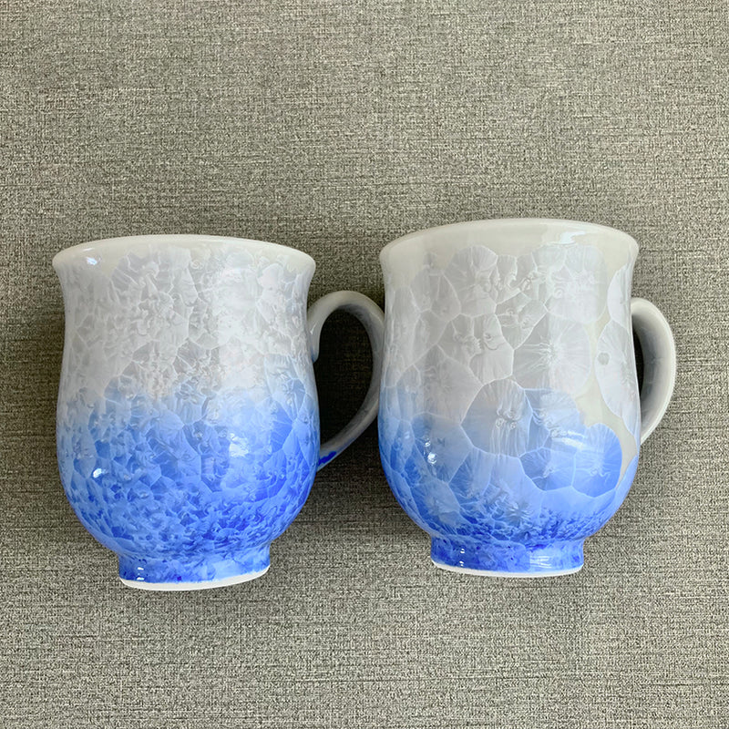 [MUG (CUP)] FLOWER CRYSTAL (WHITE BACKGROUND BLUE RED) MUG (2-PIECE SET) | TOUAN | KYOTO-KIYOMIZU WARES