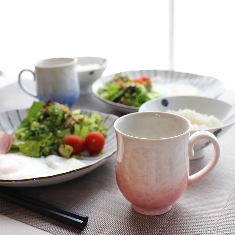 [MUG (CUP)] FLOWER CRYSTAL (WHITE BACKGROUND BLUE RED) MUG (2-PIECE SET) | TOUAN | KYOTO-KIYOMIZU WARES