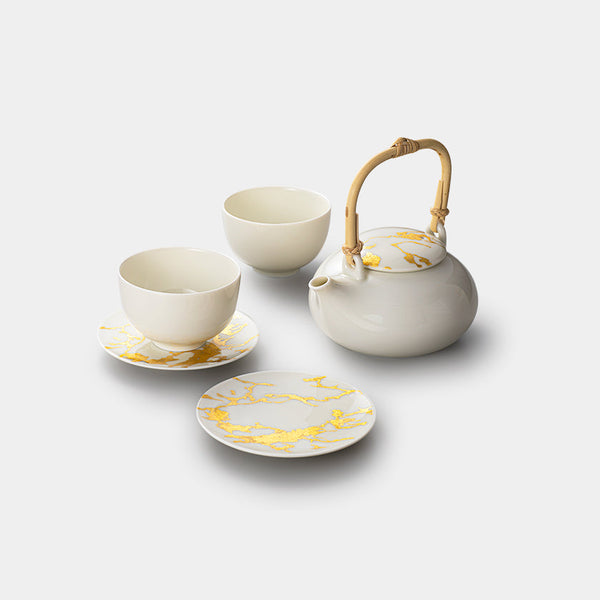 [TEA POT & CUPS SET] RS MARBLE CUP&SAUCER TEA POT | KANAZAWA GOLD LEAF | HAKUICHI