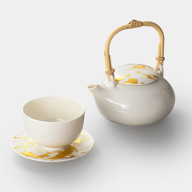 [TEA POT & CUPS SET] RS MARBLE CUP&SAUCER TEA POT | KANAZAWA GOLD LEAF | HAKUICHI