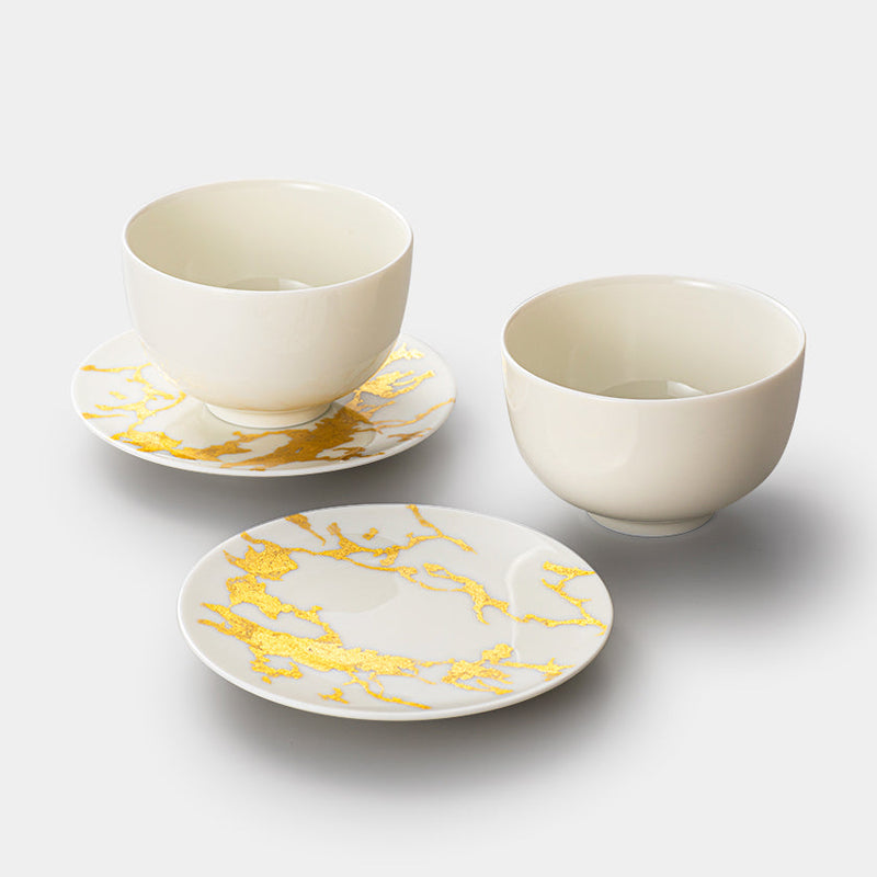[TEA POT & CUPS SET] RS MARBLE CUP&SAUCER TEA POT | KANAZAWA GOLD LEAF | HAKUICHI