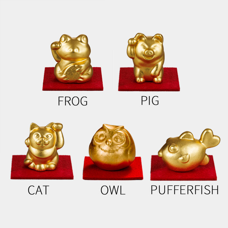 [FIGURINE] LUCKY CHARMS ANIMAL FIGURINE | KANAZAWA GOLD LEAF | HAKUICHI