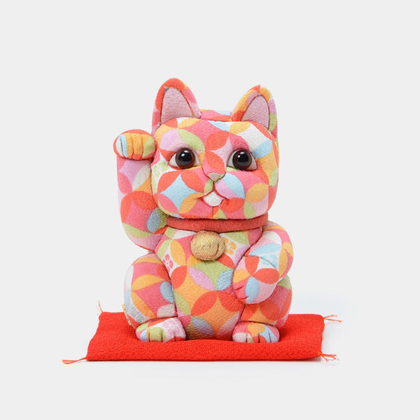 [BECKONING (LUCKY) CAT] POP CLOISONNE CREST (RED) | EDO ART DOLLS | KAKINUMA DOLLS