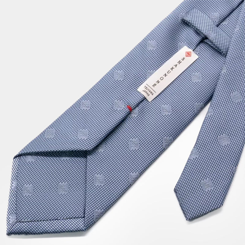 [TIE] ORIGINAL LOGO REDDISH SKY BLUE | JAPANESE SILK｜SHAKUNONE