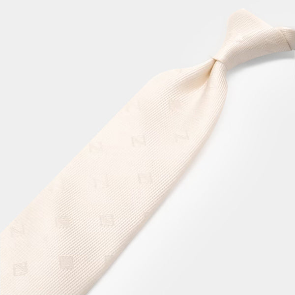 [TIE] ORIGINAL LOGO BLESSED WHITE | JAPANESE SILK｜SHAKUNONE