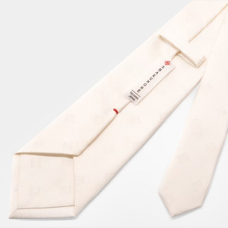 [TIE] ORIGINAL LOGO BLESSED WHITE | JAPANESE SILK｜SHAKUNONE