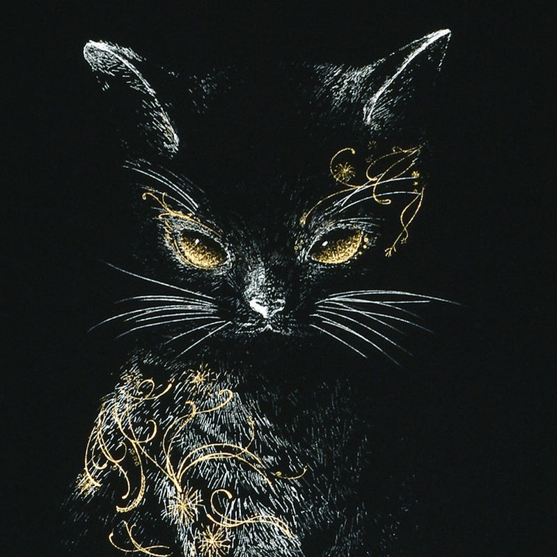 [FRAMED PICTURE] BEAUTIFUL BLACK CAT (SET: 23K GOLD quality certification) | ARTWORK | KAITAKUDO ART