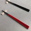 [CHOPSTICKS] PAIR KOKUTAN SQUARE WITH CHOPSTICK REST (21.5, 23.0cm) | MATSUKAN | WAKASA LACQUERED CHOPSTICKS