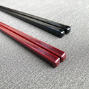 [CHOPSTICKS] PAIR KOKUTAN SQUARE WITH CHOPSTICK REST (21.5, 23.0cm) | MATSUKAN | WAKASA LACQUERED CHOPSTICKS