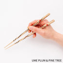 [CHOPSTICKS] RIMPA FLOWER (UME PLUM & PINE TREE, FLOWER FUJI WISTARIA & TAKE BAMBOO) | WAKASA LACQUERED CHOPSTICKS | MATSUKAN