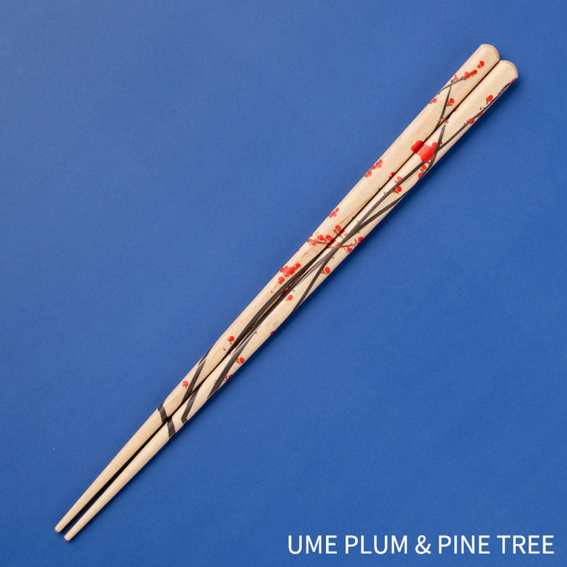 [CHOPSTICKS] RIMPA FLOWER (UME PLUM & PINE TREE, FLOWER FUJI WISTARIA & TAKE BAMBOO) | WAKASA LACQUERWARE| MATSUKAN