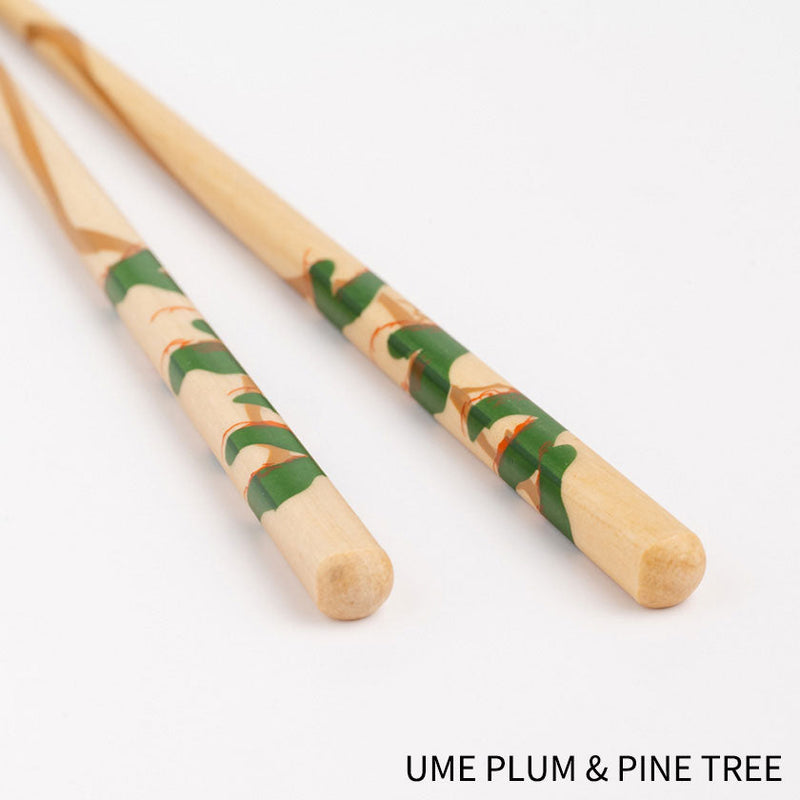 [CHOPSTICKS] RIMPA FLOWER (UME PLUM & PINE TREE, FLOWER FUJI WISTARIA & TAKE BAMBOO) | WAKASA LACQUERWARE| MATSUKAN