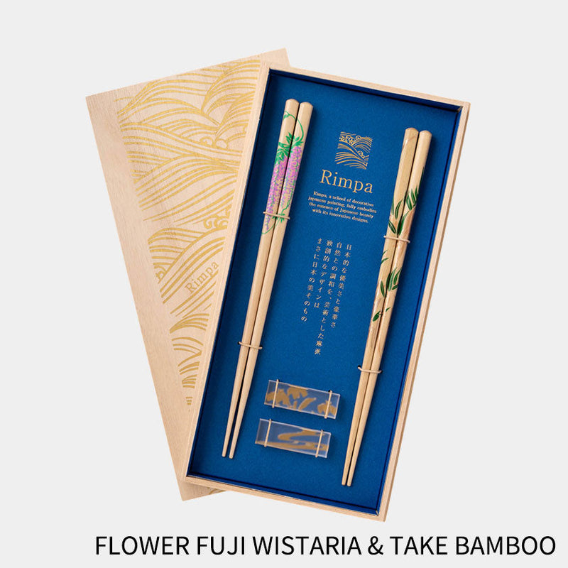 [CHOPSTICKS] RIMPA FLOWER (UME PLUM & PINE TREE, FLOWER FUJI WISTARIA & TAKE BAMBOO) | WAKASA LACQUERWARE| MATSUKAN