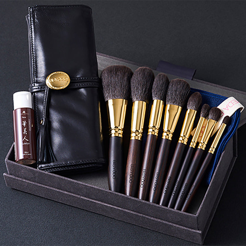 [MAKEUP BRUSH 8-PIECE SET] GRAND SET WITH POUCH | MAKEUP BRUSH CRAFT | UYODA BISYODO