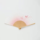 [HAND FAN] WOMEN'S PAPER FAN AKIKUSA PEACH TWIN BUTTERFLIES | KYOTO FOLDING FANS | OHNISHI TSUNE SHOTEN