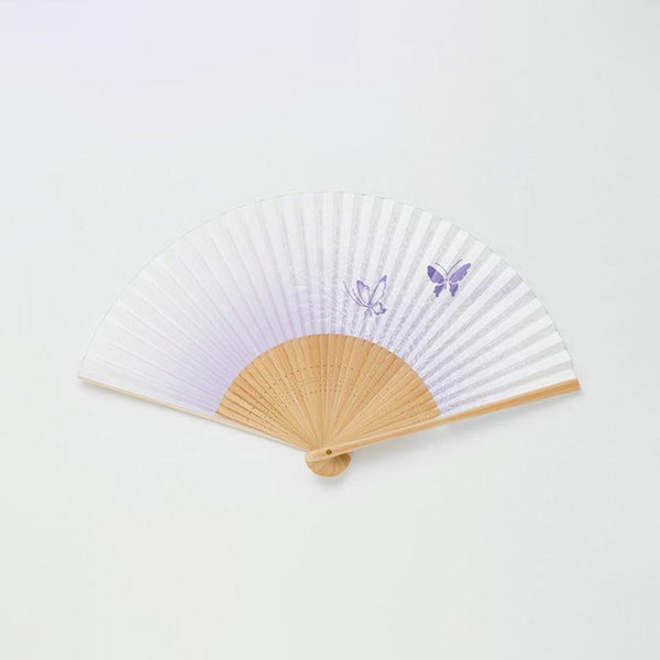 [手扇]女紙扇秋葉紫兩蝴蝶|京都摺疊風扇