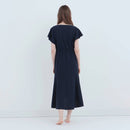 [LOUNGEWEAR] ROYAL ORGANIC COTTON FLARE DRESS (NAVY) | SEWING | Foo Tokyo