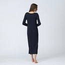 [CASUAL DRESS] SILK BLEND RIBBED KNIT (NAVY) | SEWING | Foo Tokyo