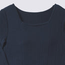 [CASUAL DRESS] SILK BLEND RIBBED KNIT (NAVY) | SEWING | Foo Tokyo