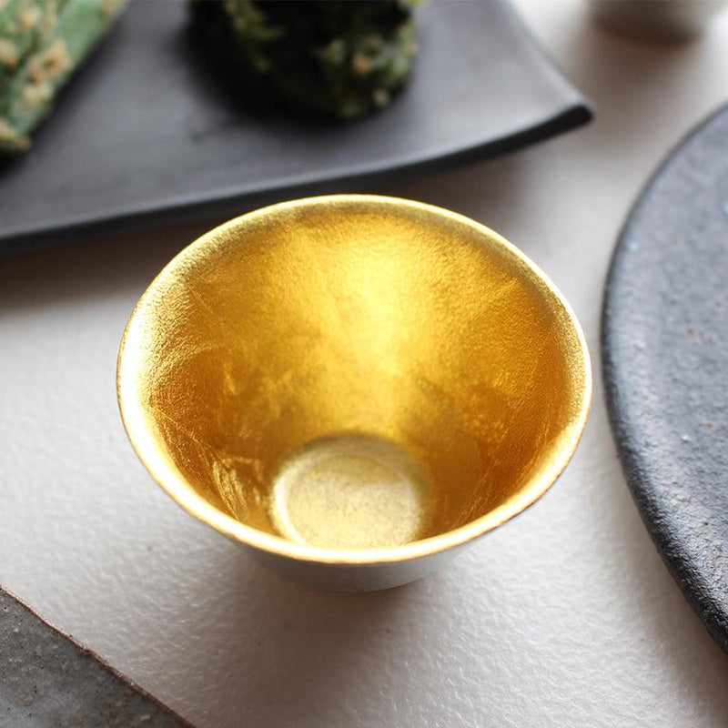 [SAKE CUP] KIKI-2 TIN AND GOLD LEAF SET | TAKAOKA BRONZE CASTING