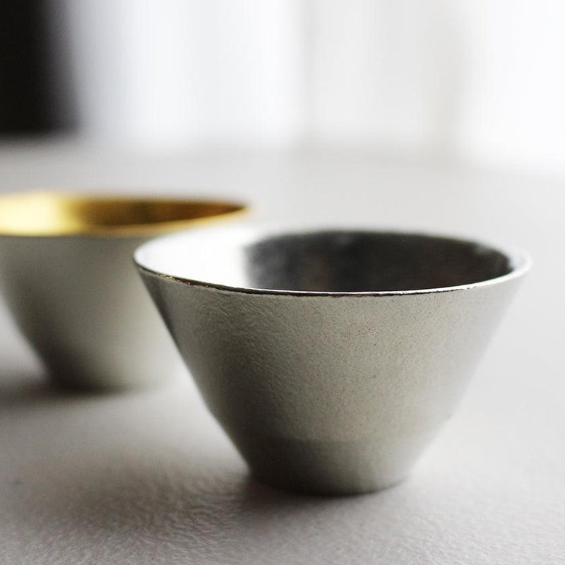 [SAKE CUP] KIKI-2 TIN AND GOLD LEAF SET | TAKAOKA BRONZE CASTING