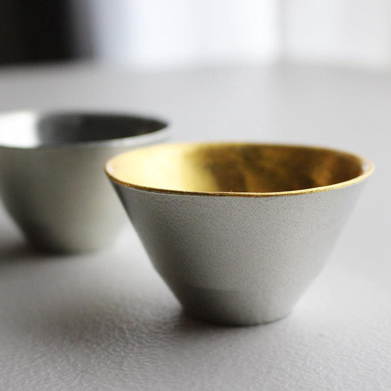 [SAKE CUP] KIKI-2 TIN AND GOLD LEAF SET | TAKAOKA BRONZE CASTING