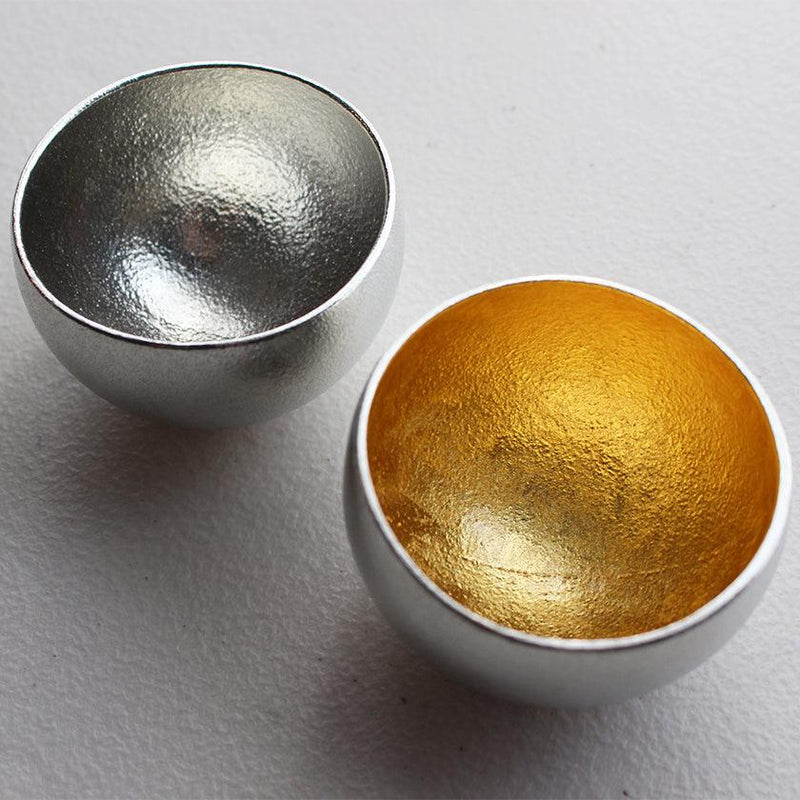 [SAKE CUP] KUZUSHI - YURE - (S) TIN AND GOLD LEAF SET | TAKAOKA BRONZE CASTING