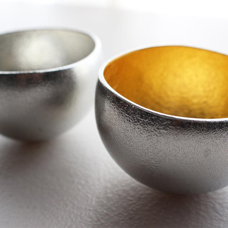 [SAKE CUP] KUZUSHI - YURE - (S) TIN AND GOLD LEAF SET | TAKAOKA BRONZE CASTING