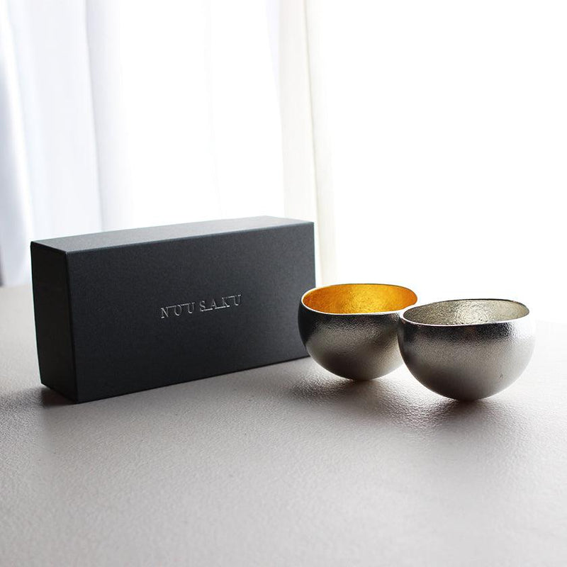 [SAKE CUP] KUZUSHI - YURE - (S) TIN AND GOLD LEAF SET | TAKAOKA BRONZE CASTING