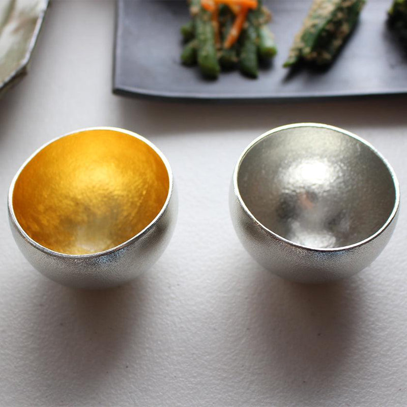 [SAKE CUP] KUZUSHI - YURE - (S) TIN AND GOLD LEAF SET | TAKAOKA BRONZE CASTING