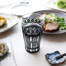 [GLASS] BLACK KIRIKO BEER GLASS IN A PAULOWNIA BOX | SATUMA VIDRO | SATSUMA CUT GLASS