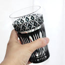 [GLASS] BLACK KIRIKO BEER GLASS IN A PAULOWNIA BOX | SATUMA VIDRO | SATSUMA CUT GLASS