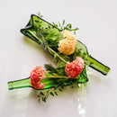 [LARGE PLATE (PLATTER)] FUNEW WINE BOTTLE HALF CUT L GREEN | EDO CUT GLASS