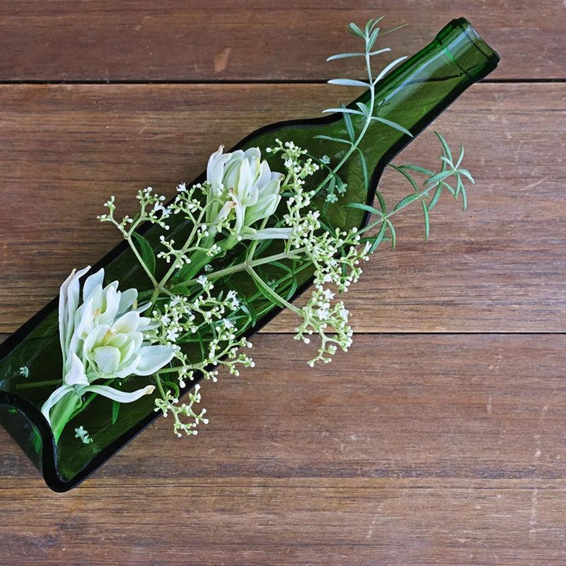 [LARGE PLATE (PLATTER)] FUNEW WINE BOTTLE HALF CUT L GREEN | EDO CUT GLASS