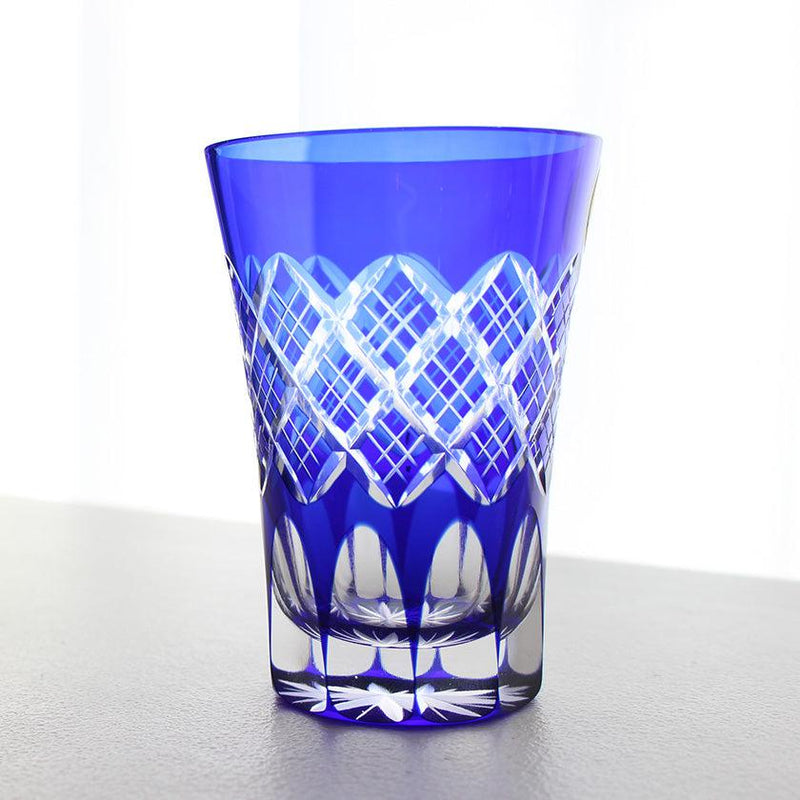 [GLASS] LAYERED YARAI TUMBLER PAIR | EDO CUT GLASS