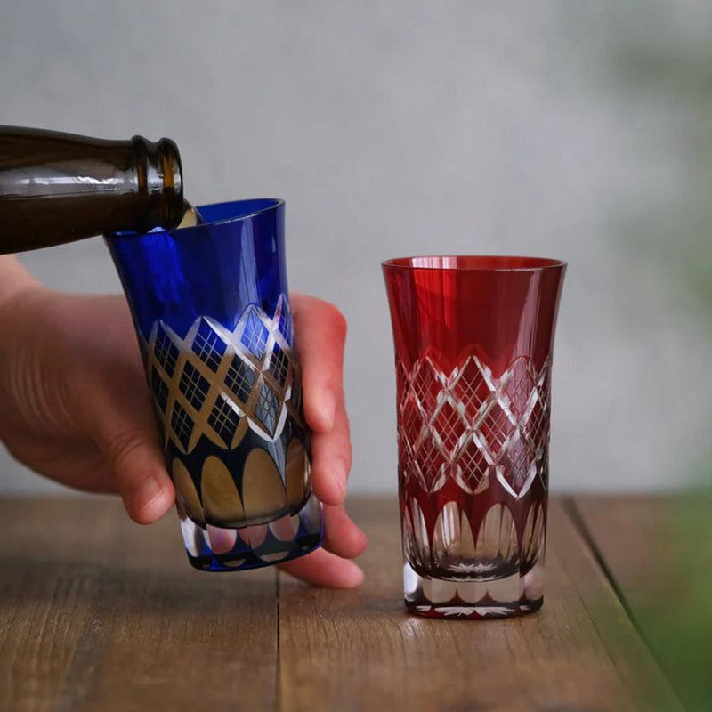 [GLASS] LAYERED YARAI BITE BEER PAIR | EDO CUT GLASS