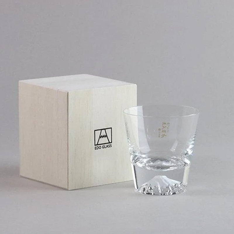 [GLASS] MT. FUJI GLASS ROCK GLASS IN A WOODEN BOX | EDO GLASS