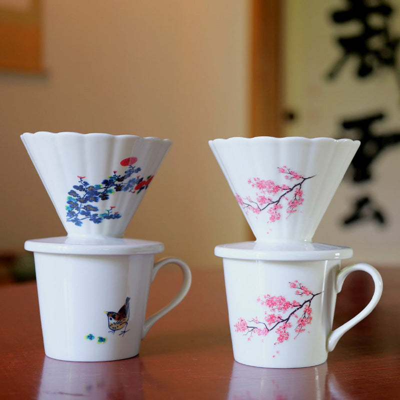 [COFFEE DRIPPER] CHIDORI (FLOWER & BIRD) | COLOR & DESIGN CHANGE | MINO WARES | MARUMO TAKAGI