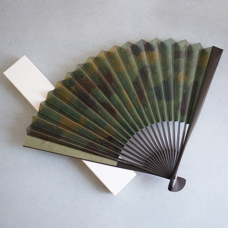 [HAND FAN] SMOKED SILVER MIX PATTERN | KYOTO FOLDING FANS| YASUTO YONEHARA