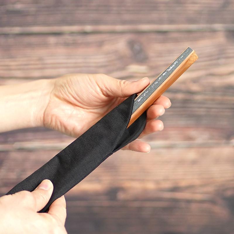 [HAND FAN BAG] FAN POUCH COTTON BLACK FOR 7.5 SUN (9.06 in.) | KYOTO FOLDING FANS | YASUTO YONEHARA , DEDICATED